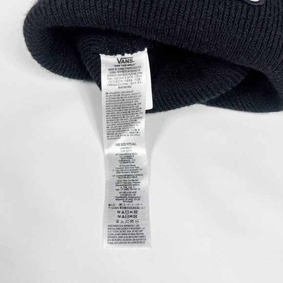 VANS Off The Wall Black Knit Cuffed Beanie OS Skate Beach Street Wear - Picture 3 of 4